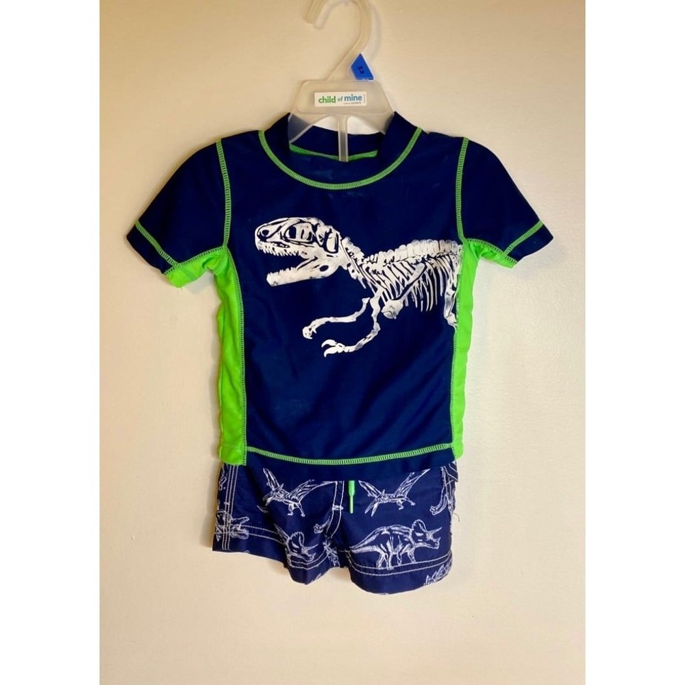 Carter's T-Rex Skeleton Dinosaur‎ Sun Shirt and Board Short Set
